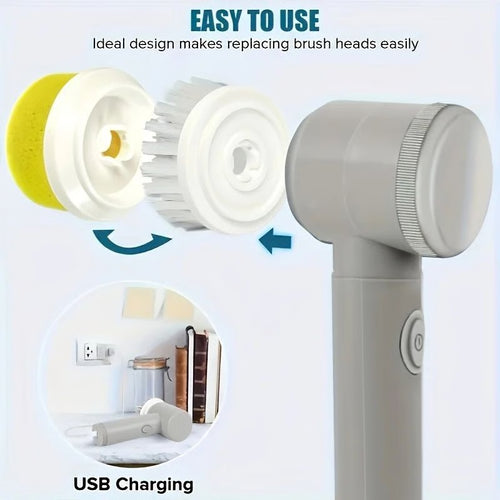 Cordless Electric Spin Scrubber-White/Grey