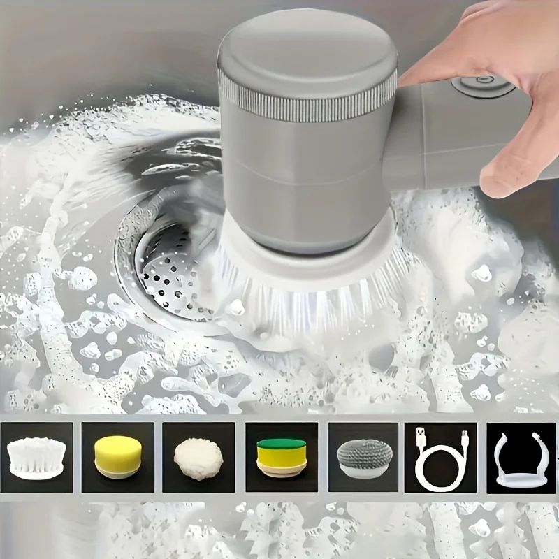 Cordless Electric Spin Scrubber-White/Grey