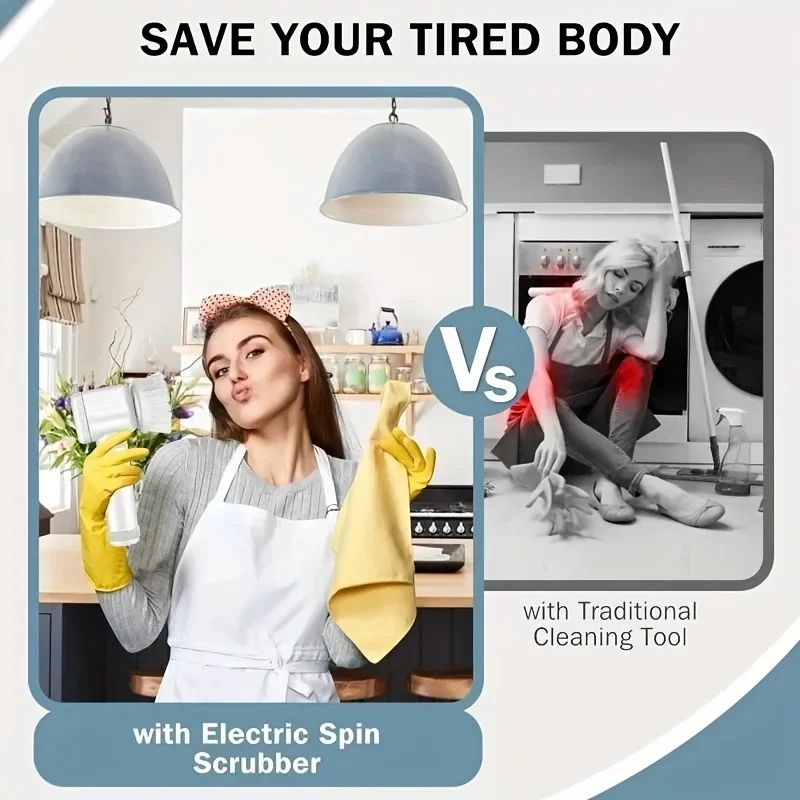 Cordless Electric Spin Scrubber-White/Grey